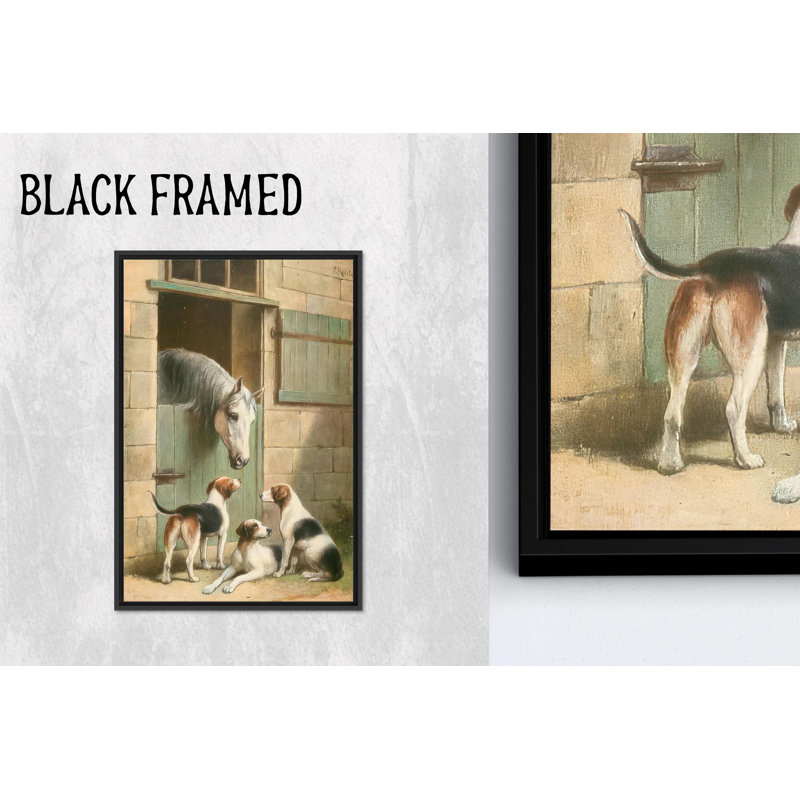 Toile imprimée: art mural en verre cheval et chien élégant, 1P, Hauteur : 102,4 pouces x Largeur : 47,3 pouces