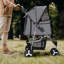 Jogger de voyage pliable à 3 roulettes pour animaux de compagnie pour chiens et chats de taille moyenne avec porte-gobelet en maille respirante et panier de rangement