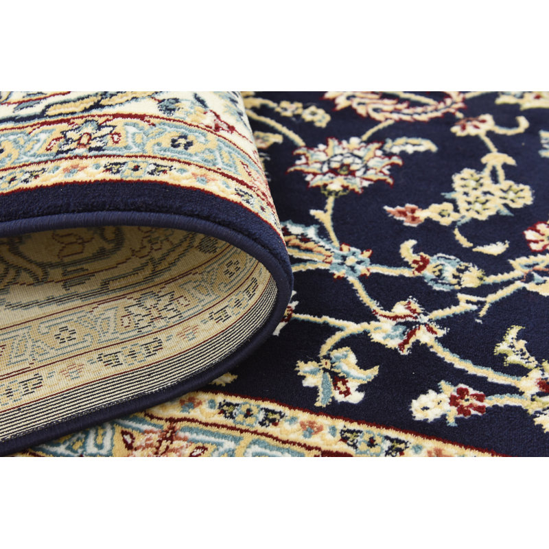 Tapis oriental bleu marine Jackson, Rond 5 pi 3 po