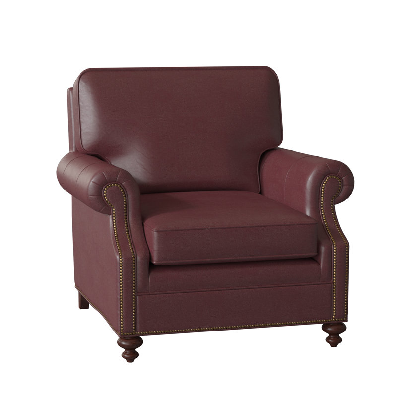 West Haven Club Chair, Aline Fumo Genuine Leather, Cobblestone, French Natural