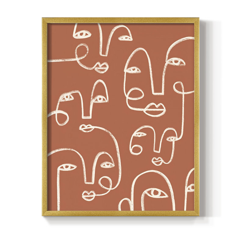 Connected Expressions II Framed Print - Solid Wood, Gold Framed, 14" H x 11" W