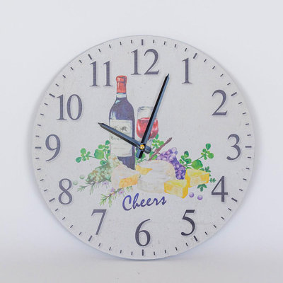 Wine And Cheese Patterned Wall Clock