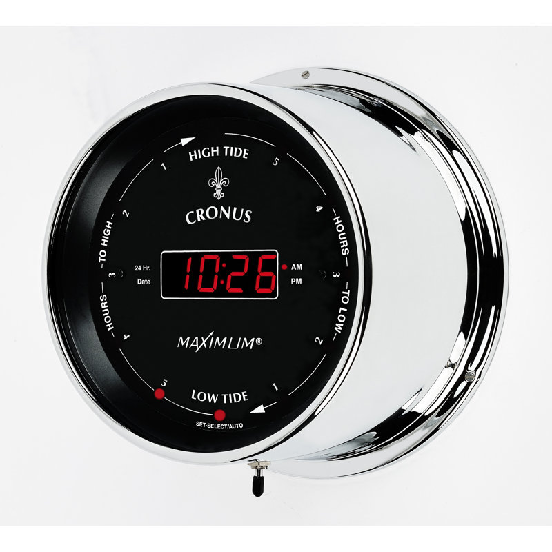 Horloge murale Cronus, Chrome / Noir