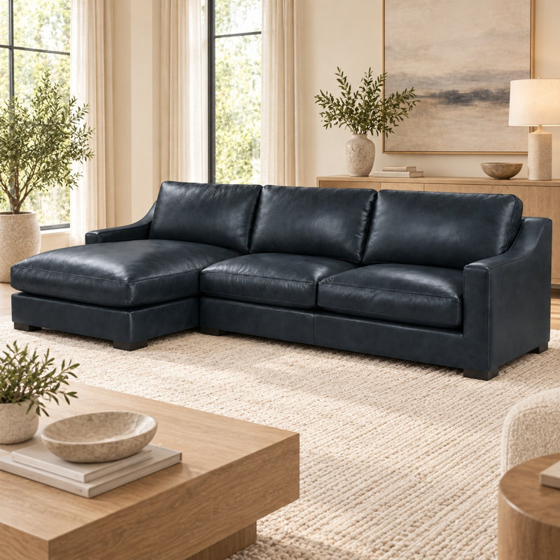 Ramba Classic Heirloom Quality RAF Sofa in Buttery Soft 100% Top Grain Leather, Made to Order, Berkshire Cocoa Mousse