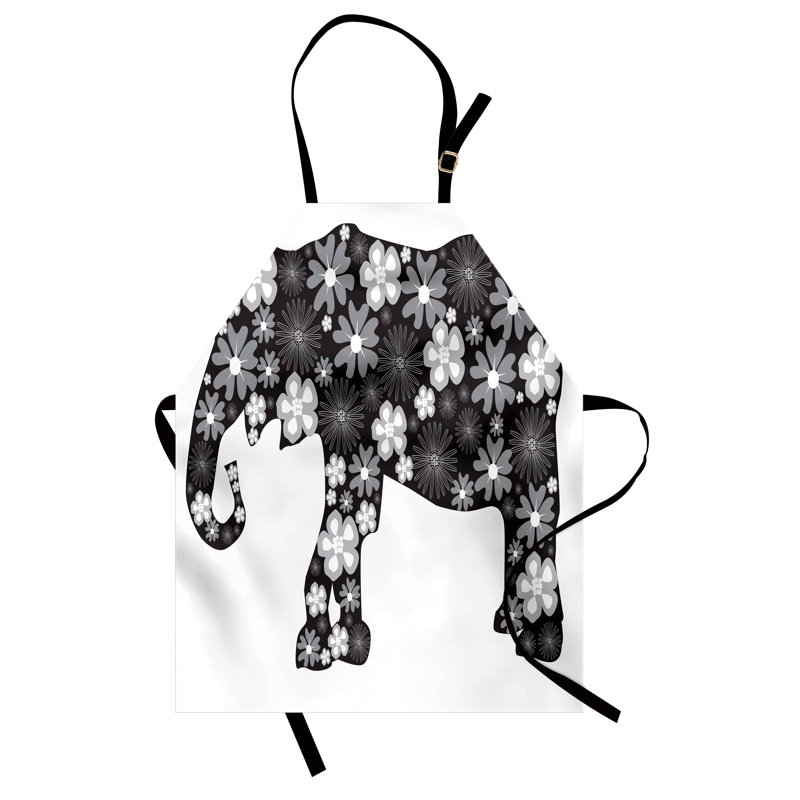 Tablier East Urban Home Animal unisexe, motif floral, taille adulte, gris blanc