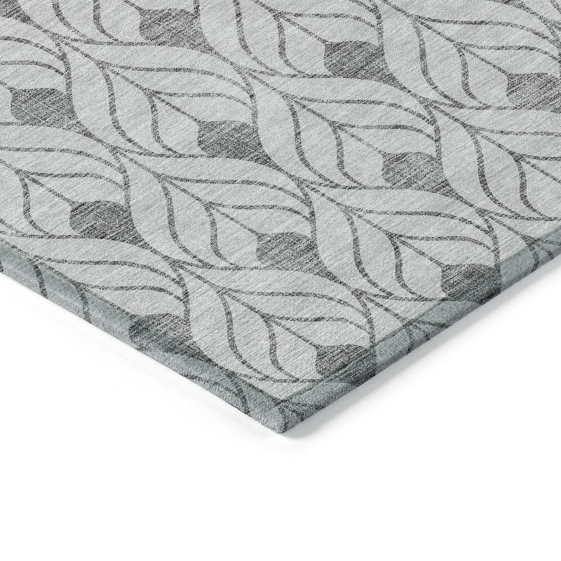 HomeRoots 3' X 5' Silver And Gray Geometric Washable Indoor Outdoor Area Rug