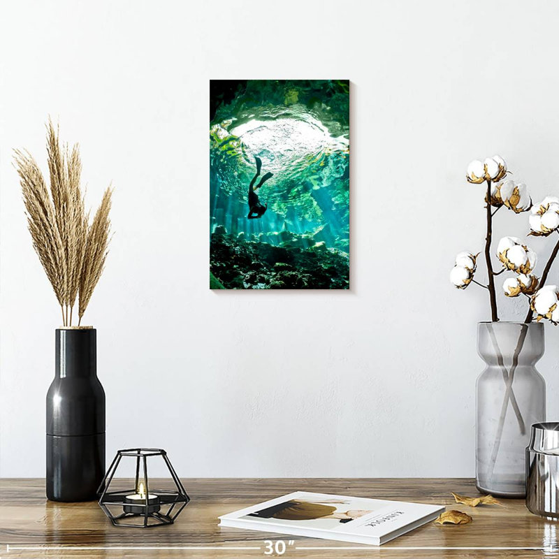 Sireci Diving In Cenote, 12" H x 8" W