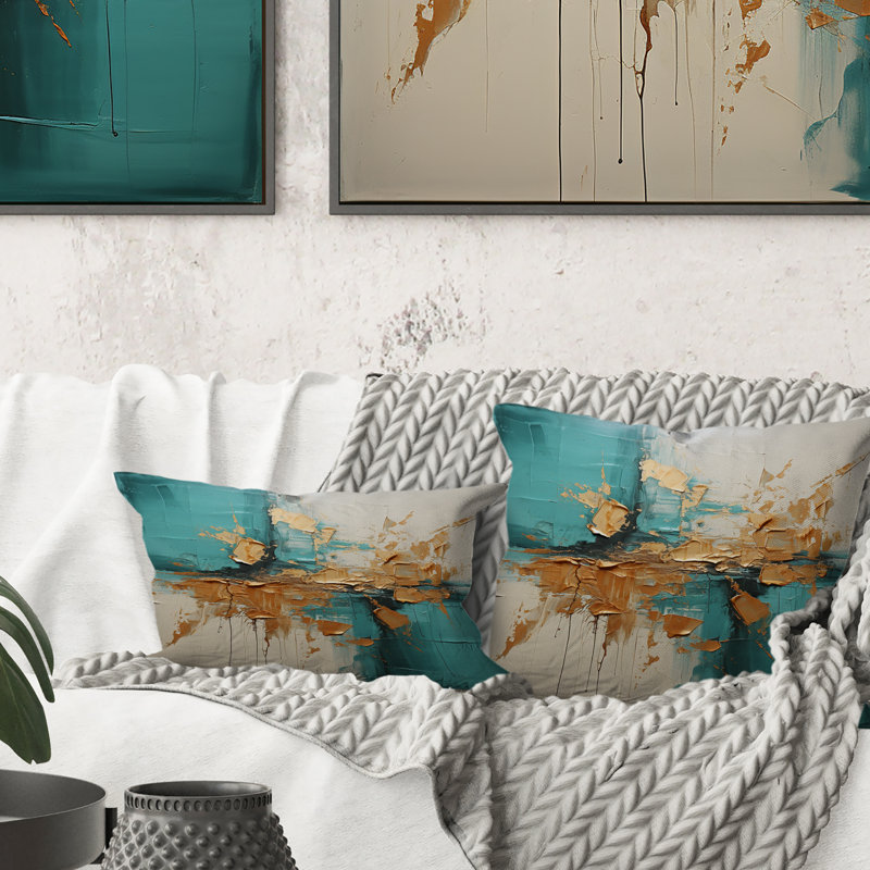 Coussin Turquoise Tranquility III - Abstract Landscape
