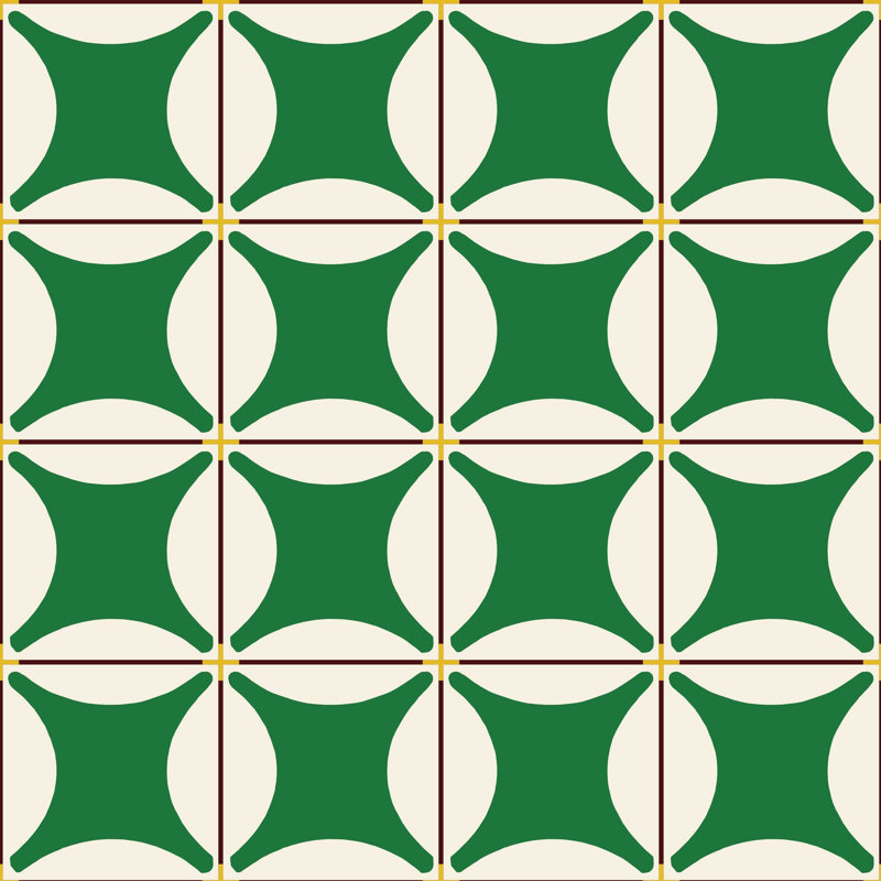 Papier peint Traveller Tile, Non encollé, Vert trèfle, Paper
