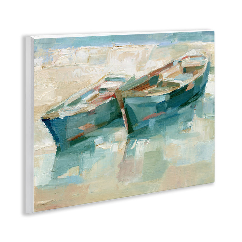 «Boat Duo on Shore», art mural sur bois par Ethan Harper