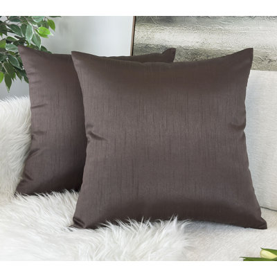 Faux Silk Euro Pillow Shams 24x24 inch, Brown (Set of 2)