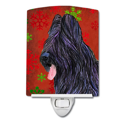 Briard Snowflakes Holiday Christmas Ceramic Night Light