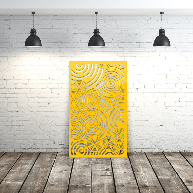 Panneau d'intimité en aluminium découpé au laser Modern, L 36 po x H 36 po, Argent étincelant
