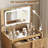 Wood Makeup Vanity Set with Flip Top Mirror & 3 Adjustable Lighting Modes-1244736280