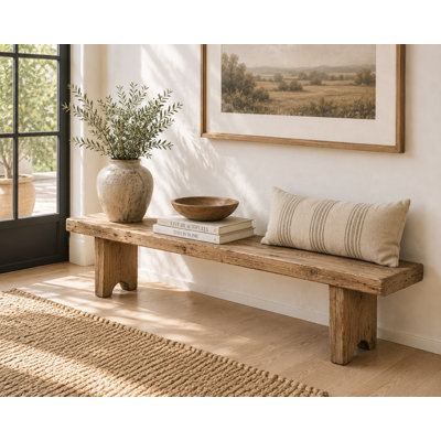 Banc Bari Bois de pin rustique naturel vieilli 78 x l 14 x P 18,5