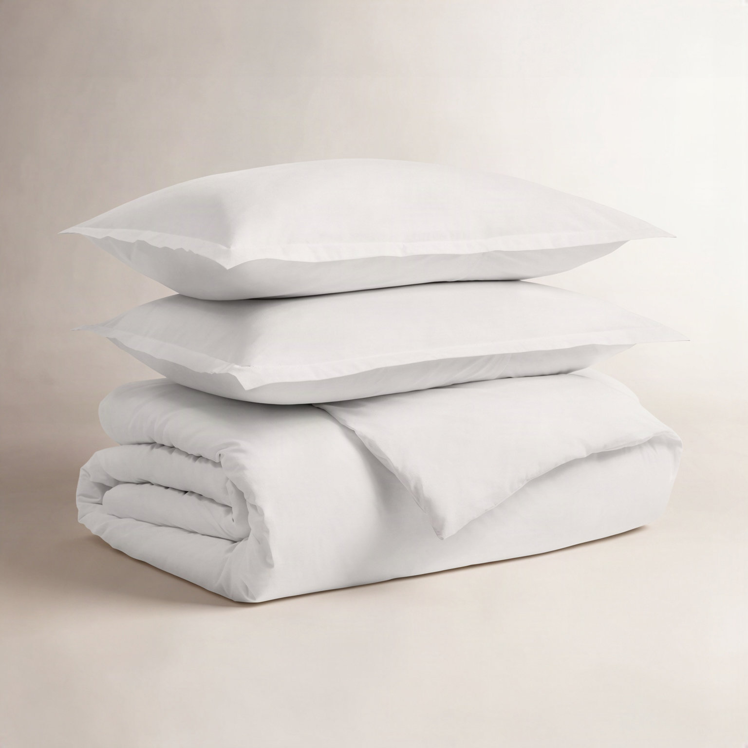 Cotton Duvet Set, Queen Duvet Cover + 2 Queen Shams, White