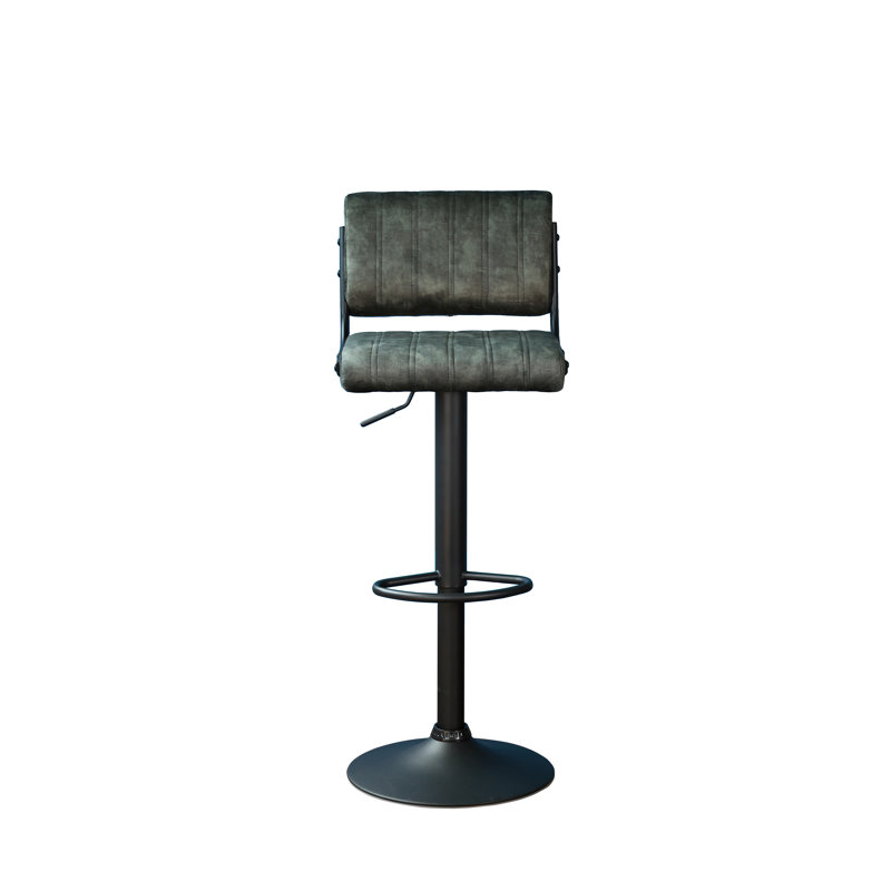 Swivel Upholstered Adjustable Height Counter Stool with Metal Frame, Grey