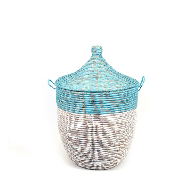 Two-Tone Basket, 20" H x 20" W x 13" D, White/Blue