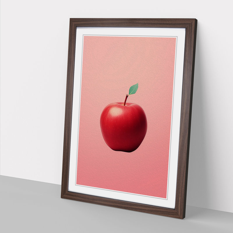 Apple Minimalism Art - Framed Print, 64cm H x 46cm W, Walnut Framed