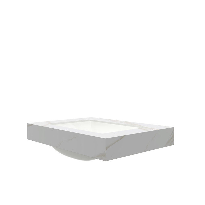Sintered Stone Countertop and Undermount Ceramic Basin, Carrara White