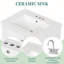 Meuble-lavabo autoportant blanc de 24 po avec plateau en céramique, tiroirs et tablettes de rangement pour les petites salles de bain-815045525-815045520