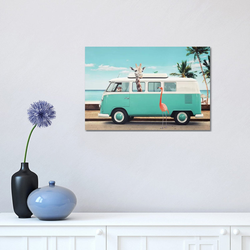"On the Road" par Jonas loose-impression d’art graphique, H 12 po x l 18 po x P 1,5 po, Toile tendue, Pas de tapis