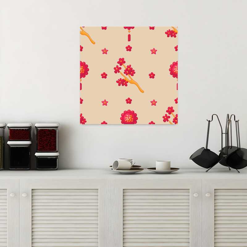 Festive Chinese Blossoms by Marika Barsrsind - Wrapped Canvas Print, 45.72 cm H x 45.72 cm W