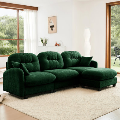 3, modulaire en forme de L, tissu chenille, conception ergonomique, 3 espaces de vie avec canapé et coussin pour les chambres à coucher