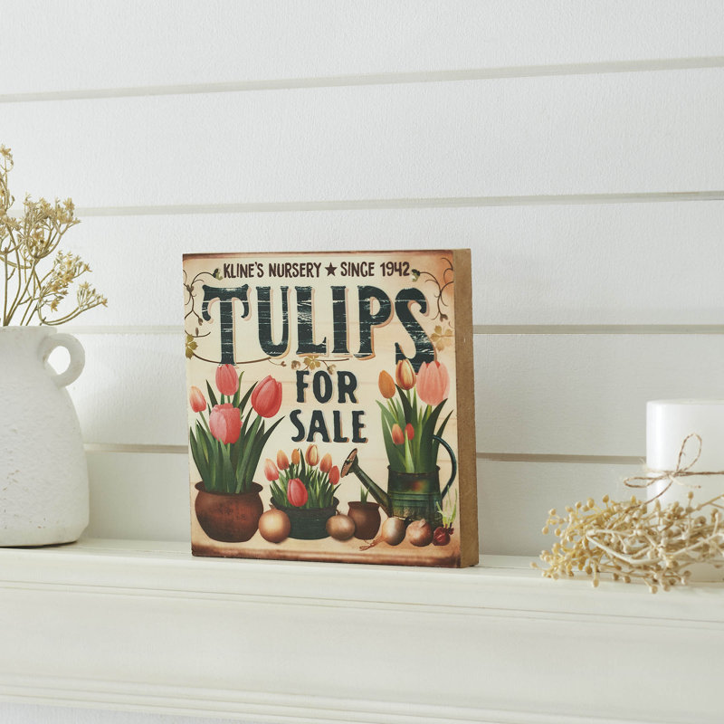 Printemps en floraison tulipes en panneau de fibres à densité moyenne 8 x 8 x 1