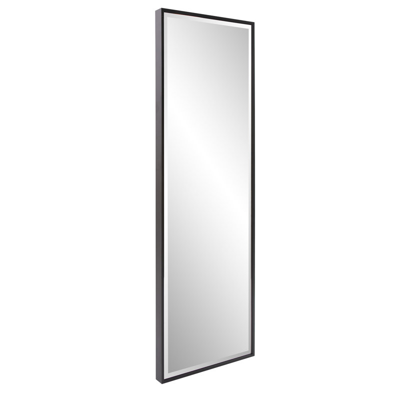 Gabrielius Rectangle Wood Wall Mirror, Matte Black