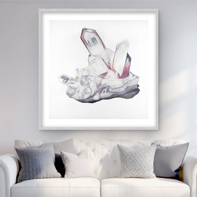 Clear Quartz Crystal Print  Pink Framed Matted Home Decor
