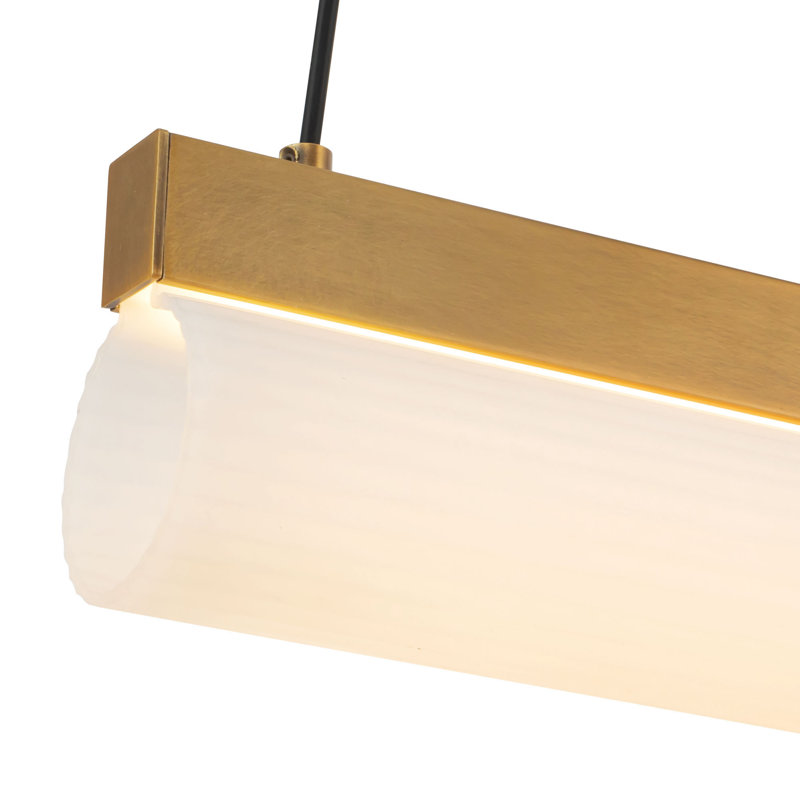 Nio 45-in Black dimmable LED Linear Pendant, Antique Brass