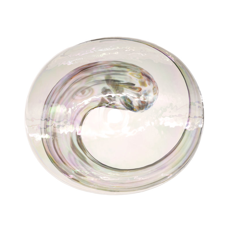 Murano Glass Oval Vessel Bathroom Sink, Abalone