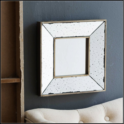 Miroir décoratif argenté vieilli 12 po x 12 po, parfait pour rehausser la lumière et l'espace dans n'importe quelle pièce