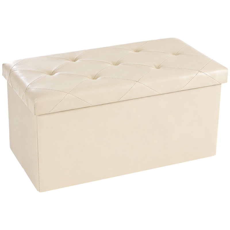 30" Wide Rectangle Standard Ottoman with Storage, White