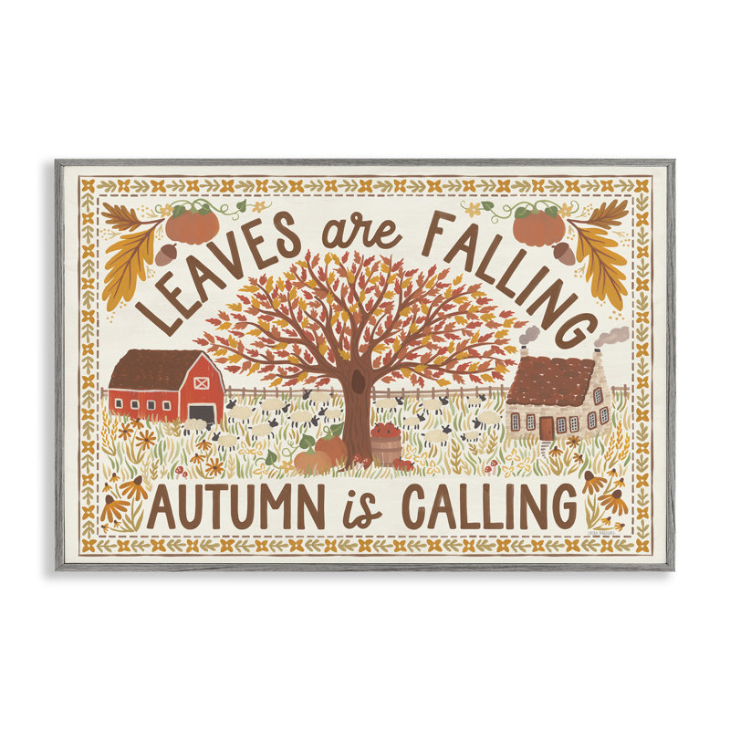 «Leaves Are Falling Scene», art de la giclée encadrée par Laura Marshall, Estampe numérique Farmhouse, H 16 po x l 24 po