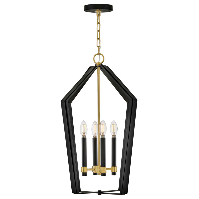 Sammi 25.5" 4-Light Candle Open Frame Pendant, Black
