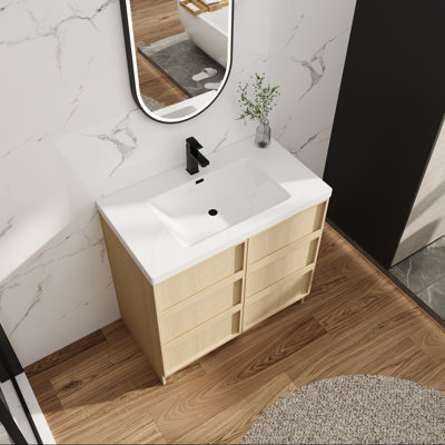 Meuble-lavabo 36 po avec lavabo en résine et rangement à fermeture en douceur