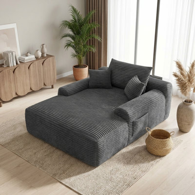 Chaise longue convertible de 65 po sans ossature avec larges accoudoirs et coussins décoratifs. Aucun assemblage requis. Rembourrage à ressorts.