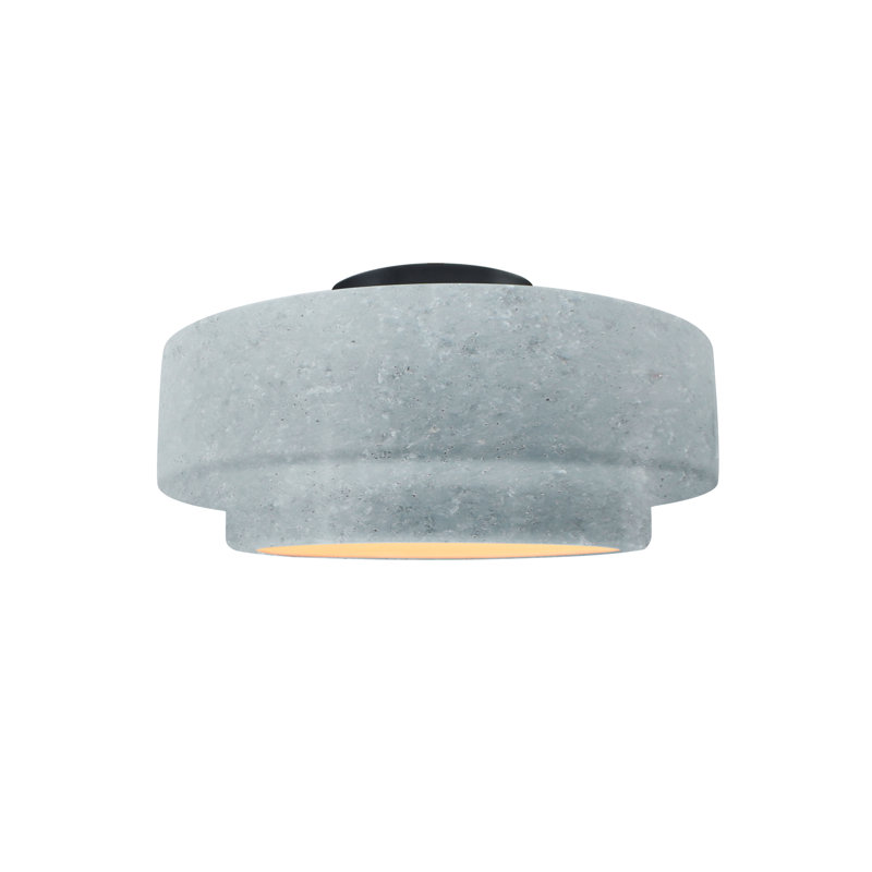 Plafonnier semi-encastré en céramique Dottie, Noir mat, Béton, H 7 po x l 12 po x P 12 po