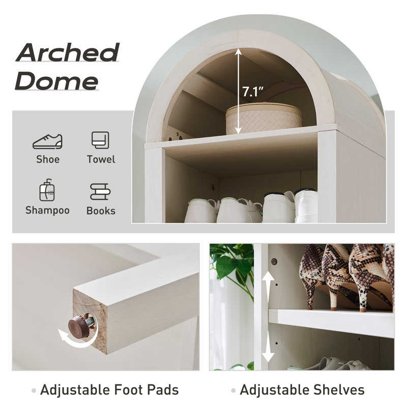 71" Tall Arched Bathroom Set of 2, 8 Tiers Arch Bathroom with Storage, Modern Farmhouse Bathroom with Adjustable Shelves