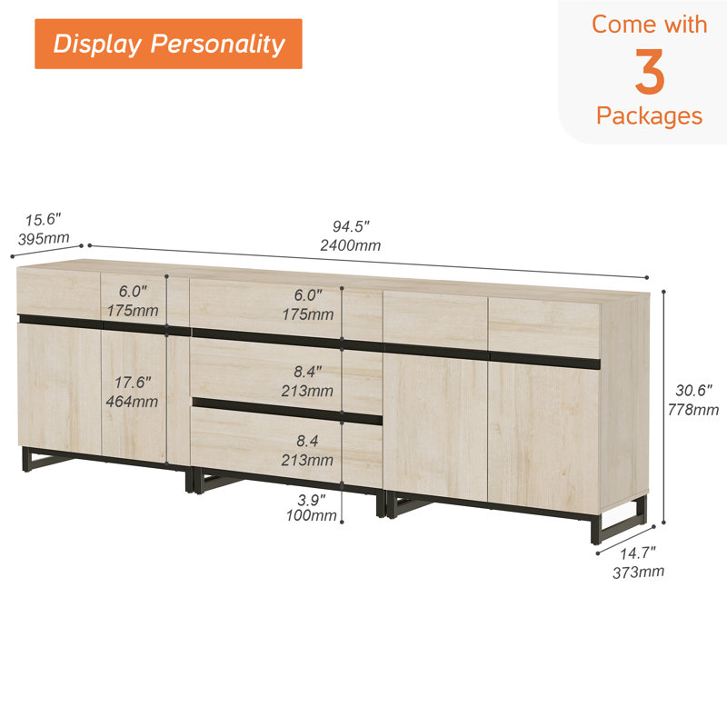 Meuble télé Lirah (ensemble de 3), Beige