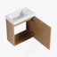 Meuble-lavabo mural 18,5 po avec lavabo en résine, porte simple à fermeture douce, panneau de fibres à densité moyenne, bois naturel (KD-Packing)-125539397