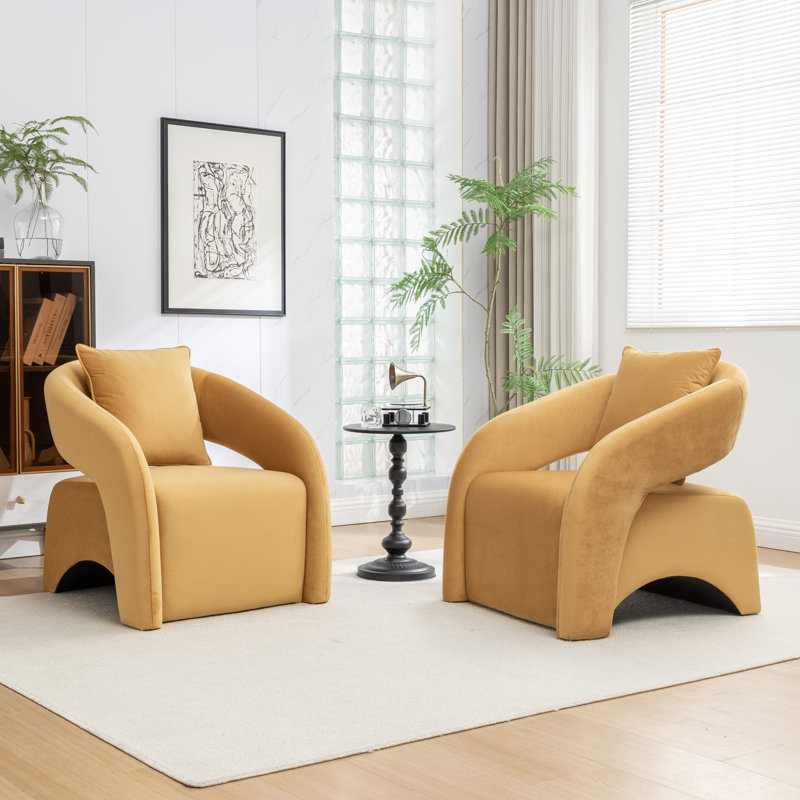 Pinette Upholstered Armchair, Yellow