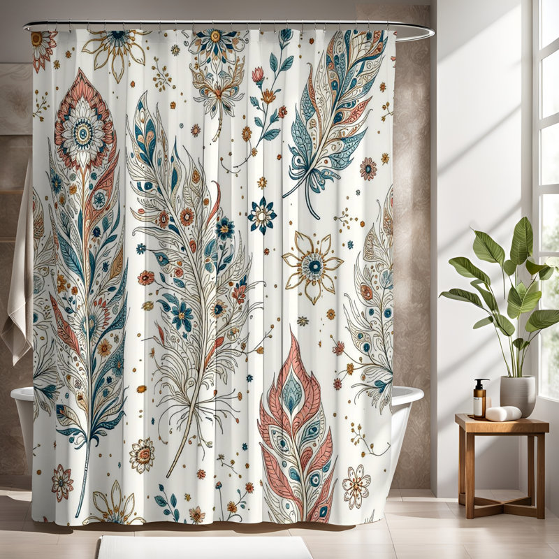 Rideau de douche avec tapis de bain, H 83 po x l 70 po
