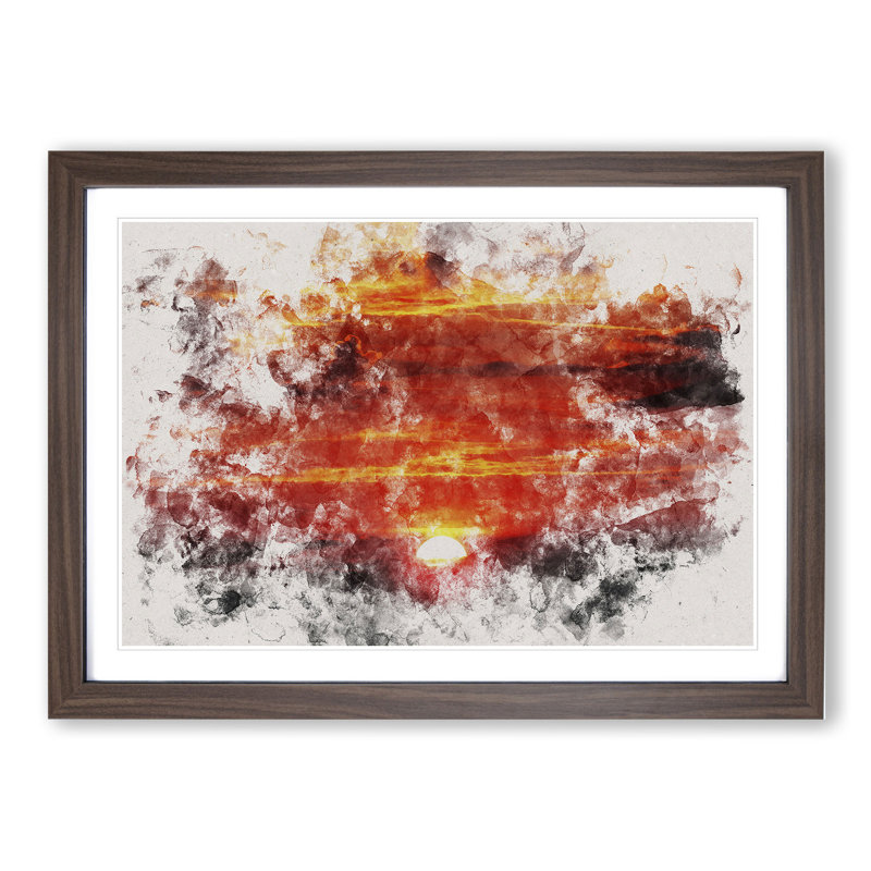 Red and Orange Sunset - Framed Print, Walnut Framed, 65cm H x 90cm W x 2cm D