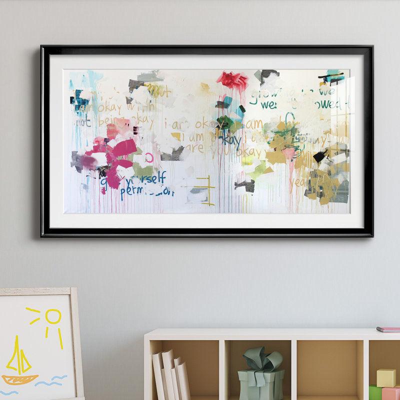 Kent Youngstrom - peinture encadrée, Papier encadré noir, H 22,5 po x l 42,5 po x P 1,5 po, Blanc