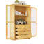 Très grand garde-manger autoportant avec portes en verre et quatre tiroirs intégrés-1460005788