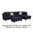 Ari 100 Inch Sectional Sofa Set W Storage Ottoman, Black Tufted, 2 Pillows-121897307