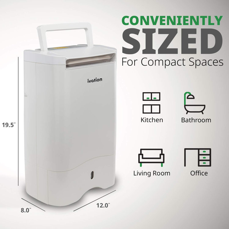 Ivation 19 Pints Console Dehumidifier for Rooms up to 410 Cubic Feet
